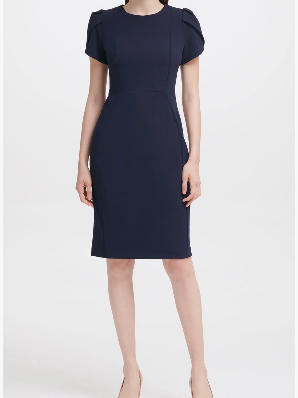 Calvin Klein Tulip Sleave Sheath Dress Navy Size 14W